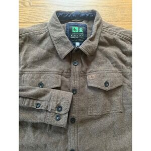 HippyTree Nomad Division Mens Brown Cotton Twill Flannel Button Down Shirt Large